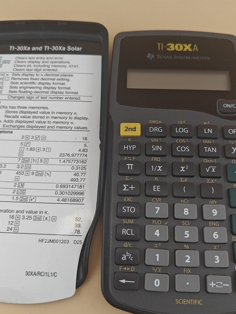 Texas Instruments TI-30Xa Scientific Calculator LCD Display Trigonometry